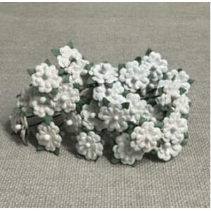 Papirdesign - Hvit og Beige Miniblomster, 30 stk
