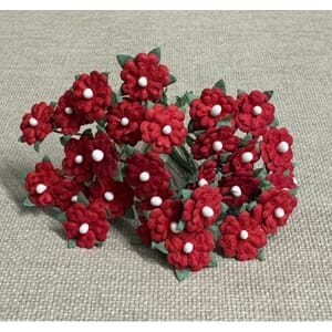 Papirdesign - Rød Miniblomster, 30 stk