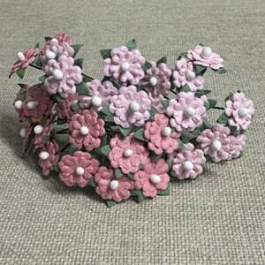 Papirdesign - Rosa Miniblomster, 30 stk