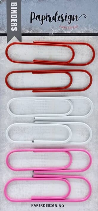 Papirdesign: Binders 2 - Rød, rosa, hvit, 6/Pkg