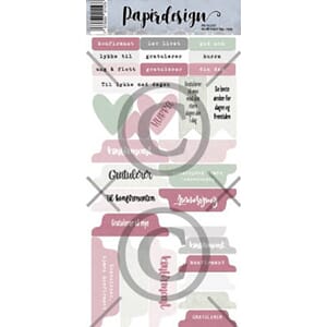 Papirdesign - Konfirmant tag, rosa klistremerker