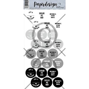 Papirdesign - Runde 3, sort/grå klistremerker