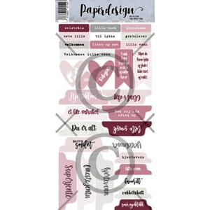 Papirdesign - Tags 2, baby rosa klistremerker