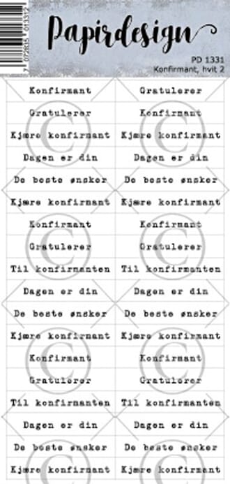 Papirdesign - Konfirmant, hvit 2 klistremerker
