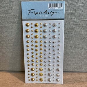 Papirdesig - Gull og sølv halvperler, 120/Pkg