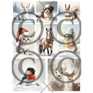 Papirdesign - Juledyr Motivark, A4