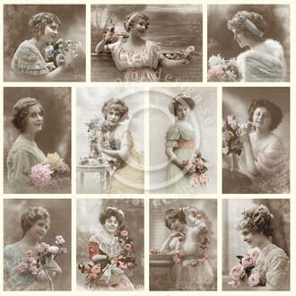 Pion: Bouquet - From Grandma's Attic, tinted 12x2 inch