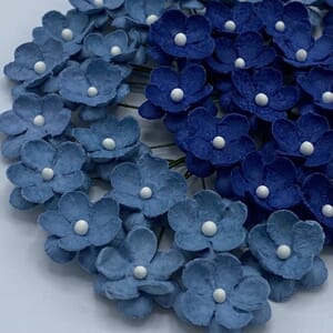 Papirdesign: Søte blomster - Blå, str 16 mm, 40/Pkg