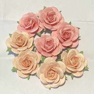 Papirdesign: Roser - Lys varm rosa, str 35 mm, 8/Pkg