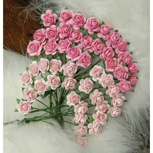 Papirdesign: Roser - Lys rosa , str 1,2 cm