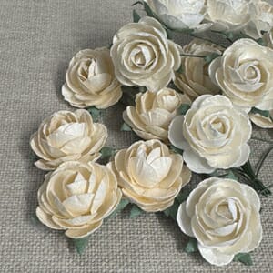 Papirdesign - Hvit og Beige Pioner, 20 stk