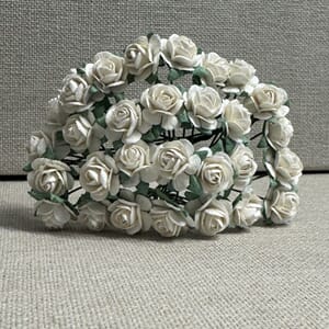 Papirdesign - Hvit Roser, str 1,2 cm