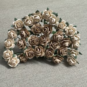 Papirdesign - Beige Roser, str 1,2 cm, 30 stk