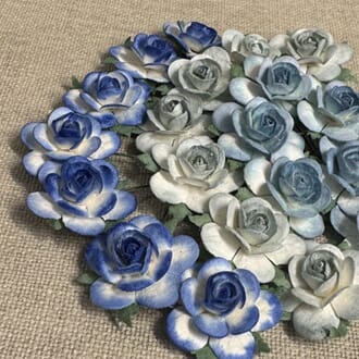 Papirdesign - Blå Roser, str 2,5 cm, 20 stk