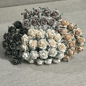 Papirdesign - Grå og beige miks Roser, 5 farger, 50 stk