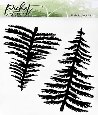 Picket Fence - Tall Christmas Trees 6x6 Inch Stencil