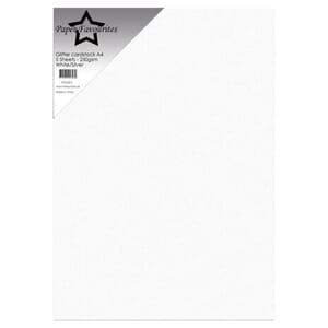 Paper Favourites - White/Silver A4 Glitter Cardstock, 250g