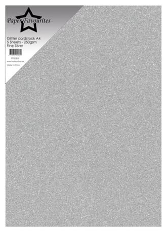 Paper Favourites - Fine Silver A4 Glitter Cardstock, 250g