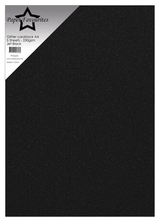 Paper Favourites - Jet Black A4 Glitter Cardstock, 250gsm
