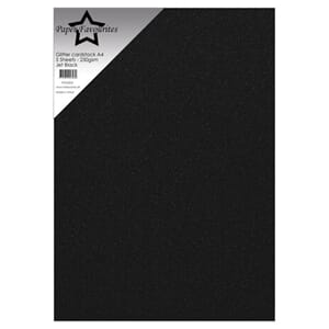 Paper Favourites - Jet Black A4 Glitter Cardstock, 250gsm