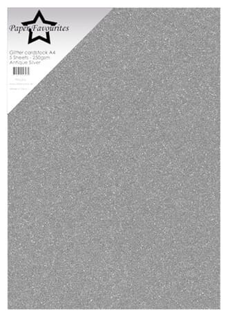 Paper Favourites - Antique Silver A4 Glitter Cardstock, 250g