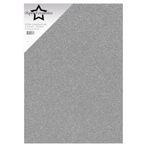 Paper Favourites - Antique Silver A4 Glitter Cardstock, 250g