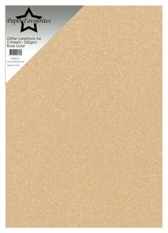 Paper Favourites - Rose Gold A4 Glitter Cardstock, 250g