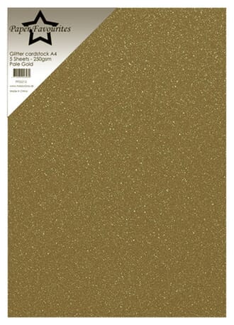 Paper Favourites - Pale Gold A4 Glitter Cardstock, 250g