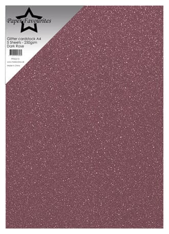 Paper Favourites - Dark Rose A4 Glitter Cardstock, 250g