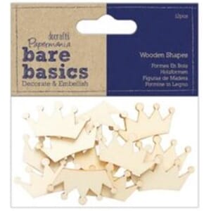 Docraft Bare Basics - Crown Wooden Shapes, 12/Pkg