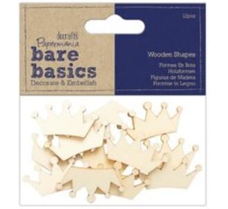 Docraft Bare Basics - Crown Wooden Shapes, 12/Pkg