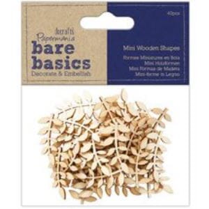 Docraft Bare Basics - Mini Leaves Wooden Shapes, 40/Pkg