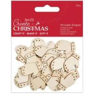 Docraft Bare Basics - Mittens Wooden Shapes, 30/Pkg