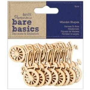 Docraft Bare Basics - Bike Wooden Shapes, 8/Pkg