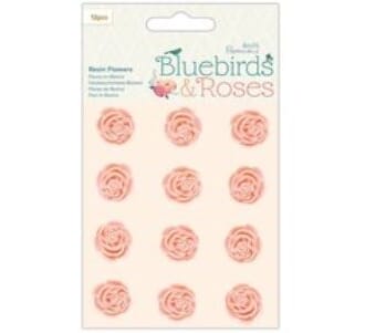 Papermania: Bluebirds & Roses Resin Roses, 12/Pkg