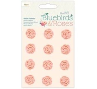Papermania: Bluebirds & Roses Resin Roses, 12/Pkg