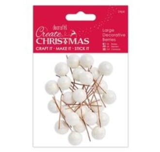 Docraft Bare Basics - Large Decorative Berries Froste, 24/Pk