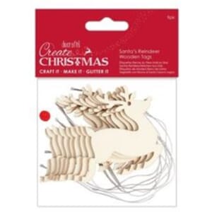 Docraft Bare Basics - Santa's Reindeer Wooden Shapes, 9/Pkg