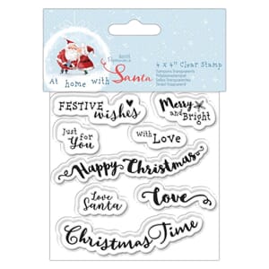 Papermania: At Home with Santa Clear Stamp Sentiments, 4x4in