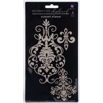 Prima: Elegant Damansk Laser Cut Chipboard, 3/Pkg