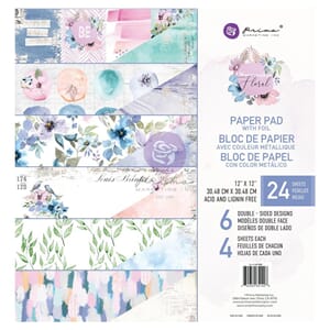 Prima: Watercolor Floral Paper Pad, 12x12, 24/Pkg