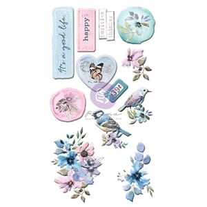 Prima: Watercolor Floral Puffy Stickers, 12/Pkg