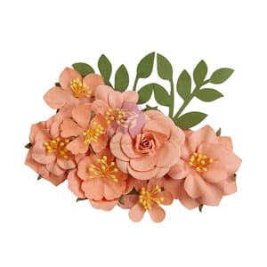 Prima:Orange Blossom Painted Floral Paper Flowers, 10/Pkg