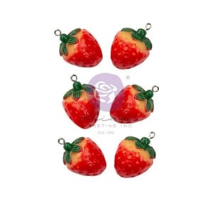 Prima - Strawberry Milkshake Metal Charms, 6/Pkg