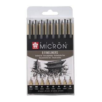 Sakura - Black Pigma Micron Sett, 8 stk