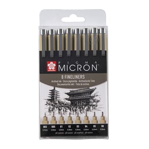 Sakura - Black Pigma Micron Sett, 8 stk
