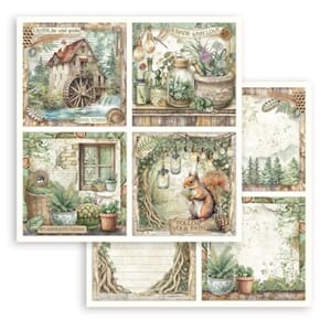 Stamperia: 4 Cards - Herbarium Silvae