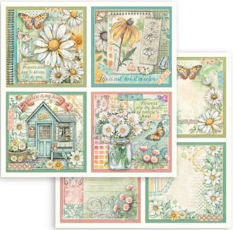 Stamperia: 4 Cards - Daisy Art