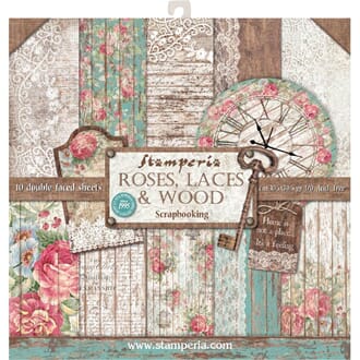 Stamperia: Roses, Laces & Wood Paper Pack, 12x12, 10/Pkg