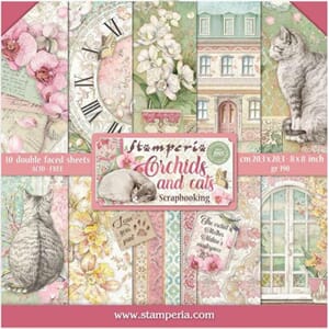 Stamperia: Orchids and cats Paper Pack, 8x8, 10/Pkg